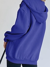 Недорогие Толстовки и Кофты-Женская объемная толстовка на молнии с длинными рукавами, повседневная толстовка с капюшоном и карманами для повседневной носки, несколько цветов.