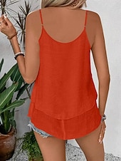 billige Enkel tank-Dame Singleter Drapering عادي Mote Moderne Fritid Ermeløs Crew-hals Vanlige topper Daglig Helg Svart Lilla Oransje Grønn Beige Sommer Vår