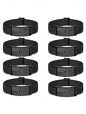 cheap Men's Jewelry-Men's Adjustable Alphabet Bracelet with Stainless Steel Flag Plate, Polyester Elastic Band, 26 Initial Letters, Patriotic Wristband for US 250th Anniversary &amp; Independence Day