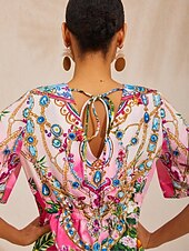 Χαμηλού Κόστους Floral φορέματα-Ροζ μίνι φόρεμα μεταξωτό σατέν και διαμάντια σε ροζ απόχρωση jungle party