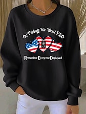  Giorno dell'Indipendenza Maglione Pullover Patriottico da Donna Melange Grafica Lettera Casual Manica Lunga Collo Rotondo Top Regolari Casual Casa Street Nero Bianco Rosso Primavera Autunno