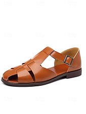 economico sandali-sandali da uomo in similpelle marrone con cinturini, design aperto traspirante, suola leggera e comoda, stile rilassato per matrimoni in spiaggia e occasioni estive