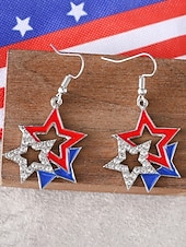  Az Egyesült Államok 250. évfordulós női hazafias csillag ékszerszett ötvözet nyaklánc és fülbevalók piros-fehér-kék kristály mintával felvonulások és ünnepi rendezvények