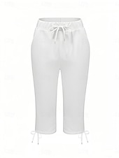 Χαμηλού Κόστους Απλό κολάν-Γυναικεία Κάπρι παντελόνια κινέζικα Κολάν Κομψό στυλ street Καθημερινό Μήκος μοσχάρι Μεσαία Μέση Σκέτο Κορδόνι Τσέπη Άνετα Άνεση Ελαστικό Καθημερινά ΕΞΩΤΕΡΙΚΟΥ ΧΩΡΟΥ Διακοπές