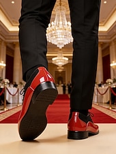 Недорогие Оксфордские туфли-Мужские красно-черные кожаные туфли – модный дизайн для свадеб и вечерних мероприятий.