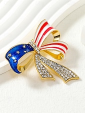 abordables Accessoires-Broche patriote en forme de nœud pour femmes du 250e anniversaire des États-Unis disponible en or et en argent en matériau allié parfait pour les célébrations de l'Amérique et du jour de