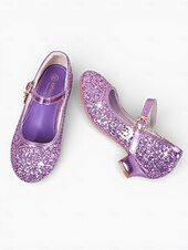 ieftine Copii și fetița cu flori-Pantofi Mary Jane cu sclipici pentru fetițe, cu toc jos, față strălucitoare și curea cu cataramă sigură, pantofi eleganți în stil prințesă pentru fete, pantofi perfecți pentru fetițe de nuntă și