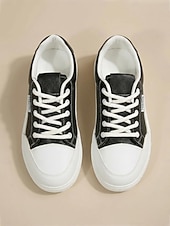 ieftine Adidași de Damă-Teniși negri cu platformă pentru femei – stil modern de stradă și pantofi confortabili cu șireturi pentru mers pe jos, călătorii, școală și purtare zilnică