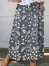 ieftine Pantalonii-Pentru femei Casual Maxi Talie medie Fuste Floral Floral Inelastic Zilnic Vacanță Maro Albastru Închis Alb+Albastru Bej Vară