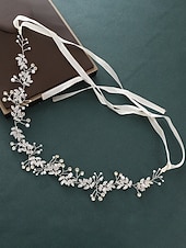 preiswerte Hochzeit ACC-Brauthaarschmuck, gold-weißer Haarreif aus Polyester mit Strass- und Perlenverzierungen, elegante Brauthaaraccessoires