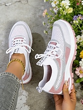 economico Sneakers da donna-scarpe da ginnastica da donna in maglia viola – scarpe da passeggio traspiranti e leggere con un design elegante per attività sportive e gite casual