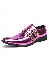 tanie Buty mnicha-Męskie fioletowe, lakierowane, skórzane mokasyny z podwójnym paskiem typu monk i akcentami z kryształków - eleganckie obuwie na luksusowe imprezy, wieczorowe stroje i wesela
