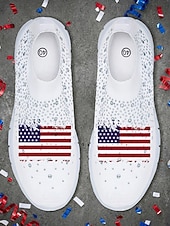  Sneakers slip-on grafiche con bandiera USA per donna per il 250° Anniversario degli Stati Uniti - Scarpe atletiche ammortizzate e traspiranti stile sportivo casual patriottico per parate USA viaggi e
