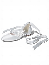 baratos Dama de honra-Sapatilhas femininas multicoloridas de cetim com amarração no tornozelo, elegantes sapatos de bico fino para damas de honra em casamentos ao ar livre no gramado.