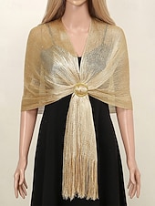 abordables Mariage ACC-Écharpe en polyester pour femme, ornée de boutons en acrylique, disponible en plusieurs couleurs, idéale pour les mariages et les soirées.