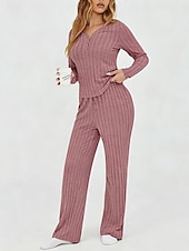 abordables Trajes de blusa para mujer-Mujer Conjuntos de dos piezas Conjuntos de pantalones Bolero Manga Larga Escote en Pico Color sólido Elegante Moda Ropa de calle Casual Diario Exterior Negro Vino Morado Primavera Ajuste regular