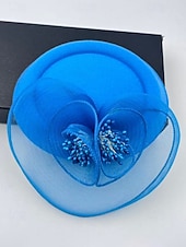 olcso Esküvő ACC-női poliészter kalap, többszínű virágos hálós koktél fejdísz, elegáns vintage stílus esküvőkre, esti vacsorákra, kerti partikra, versenyekre és hivatalos rendezvényekre