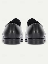 billiga Oxford-skor-Men's Black Leather Oxford Shoes – Classic Lace-Up Design with Perforated Detailing, Ideal for Weddings, Business Meetings and Formal Occasions
