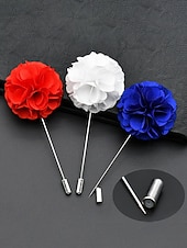 preiswerte Hochzeit ACC-Anstecknadel aus Polyester mit Blumenmuster für Herren, mehrfarbige Stoffblume, eleganter minimalistischer Stil für Trauzeugen, Hochzeiten, formelle Abendessen, Bankette und Abendveranstaltungen