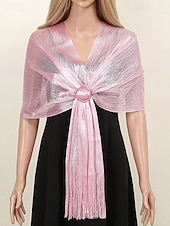 abordables Mariage ACC-Écharpe en polyester pour femme, ornée de boutons en acrylique, disponible en plusieurs couleurs, idéale pour les mariages et les soirées.