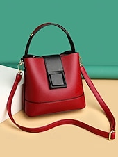 お買い得  ハンドバッグ＆トートバッグ-女性用フェイクレザーバケットバッグ - 多用途のショルダーバッグとクロスボディスタイル、複数の色、カジュアルからセミフォーマルまで使えるトレンディで丈夫なバッグ