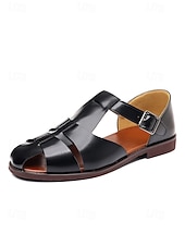 economico sandali-sandali da uomo in similpelle marrone con cinturini, design aperto traspirante, suola leggera e comoda, stile rilassato per matrimoni in spiaggia e occasioni estive