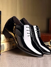 economico Scarpe Oxford-scarpe eleganti da uomo in pelle verniciata marrone scuro con lacci - calzature formali ed eleganti per riunioni di lavoro, eventi eleganti e matrimoni