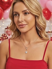 cheap Valentine's Day-Women's Heart Pendant Necklace, Gold Plated Alloy with Crystal Detailing, Perfect for Valentine's Day Gifts, Weddings &amp; Everyday Wear
