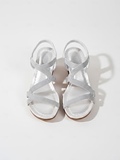 billiga Kvinnor-damsandaler med silverfärgad metallic kil – bekväma espadriller med remmar och platå för sommarsemester på stranden &amp;utomhuskläder för resorter