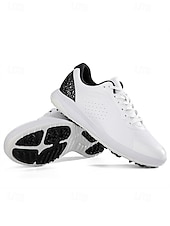 Недорогие Мужская обувь для гольфа-Белые мужские туфли для гольфа с амортизацией, легкие и дышащие, идеально подходят для игры в гольф и занятий спортом на открытом воздухе.