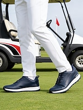 economico Scarpe da Golf da Uomo-scarpe da golf da uomo bianche e nere con design ventilato, ideali per campi da golf e sport all'aria aperta