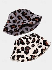 levne Dámské klobouky-Dámská čepice s leopardím potiskem a umělou kožešinou – více barev, polyesterový materiál, moderní a pohodlná na běžné nošení i do zimy
