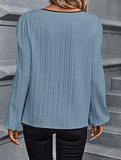 economico Bluse Eleganti-Per donna Camicia Blusa Patchwork Blocco di colori Vintage Elegante Moderno Manica Lunga Scollo a V Top Regolari Quotidiano Ferie Uscire Blu Rosa Arancione Albicocca Primavera Autunno