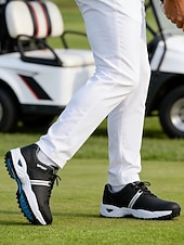 ieftine Încălțăminte de golf pentru bărbați-Pantofi de golf albi pentru bărbați, față respirabilă cu talpă amortizată, design atletic ușor, ideali pentru jucătorii de golf și terenurile de golf în aer liber