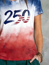  Giorno dell'Indipendenza Americana Per donna Maglietta Stampato Grafico Elegante Classico Casual Manica Corta Girocollo Top Regolari Quotidiano Sportivo Uscire Blu Estate Primavera 250th Anniversary