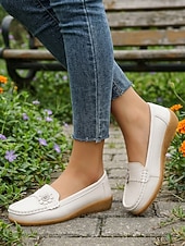 billiga Lätta damskor-Kvinnors gula komfortmockasiner – låtsasläder med blommor avslappnad stil för promenader arbete shopping resor och vardagligt bruk