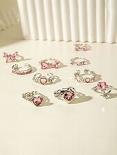 olcso Női Gyűrűk-Női ötvözet szív és pillangó gyűrű szett, arany és ezüst, több darab, tökéletes Valentin-napi ajándéknak vagy mindennapi viseletnek