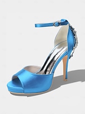 preiswerte Braut-Elegante Brautsandalen aus elfenbeinfarbenem Satin mit Knöchelriemen und Kristallverzierung an der Ferse – perfekt für eine Hochzeit in der Stadt.