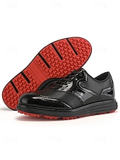 voordelige Heren Golf Schoenen-Rode en witte golfschoenen voor heren, ademend bovenwerk met gripvaste buitenzool, lichtgewicht en comfortabel, ideaal voor golfers en buitensporters.