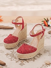 economico sposa-sandali con zeppa espadrillas in pizzo bianco da donna - tacchi a spillo traspiranti all'uncinetto con cinturino alla caviglia - eleganti scarpe da sposa boho per la spiaggia &amp;matrimoni all'estero