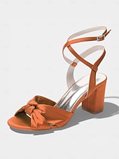 economico Damigella d&amp;#39;onore-sandali da donna con tacco a blocco in raso fucsia, scarpe eleganti con cinturino alla caviglia e fiocco per damigelle d'onore per matrimoni all'aperto in giardino