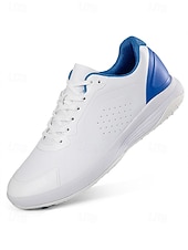 Недорогие Мужская обувь для гольфа-Белые мужские туфли для гольфа с амортизацией, легкие и дышащие, идеально подходят для игры в гольф и занятий спортом на открытом воздухе.