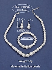 cheap Wedding Accessories-Women's Faux Pearl Jewelry Set, Elegant Gold &amp; Silver Tone, Necklace, Earrings &amp; Bracelet, Perfect for Weddings and Formal Occasions