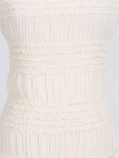 economico Piccole vestiti bianchi-Linea ad A Lunghezza al pavimento Abito Bianco Abiti per invitati a matrimoni Elegante Senza Maniche All'americana Festa in giardino Matrimonio con Arricciato