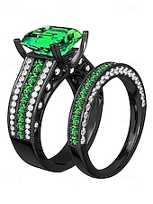 Χαμηλού Κόστους Γάμος ACC-Σετ ανδρικών δαχτυλιδιών με μαύρη πέτρα, κράμα αλουμινίου vintage γοτθικού στιλ με τετράγωνο κόσμημα, πολύχρωμες επιλογές για βέρες, αρραβώνες, πάρτι και καθημερινή casual ένδυση