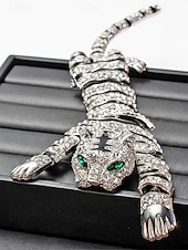 halpa Häät ACC-Miesten metalliseoksesta valmistettu tiikeririntaneula, kulta- ja hopeanvärisiä vaihtoehtoja, kristallikoristeinen, tyylikäs asuste häihin ja illallisjuhliin