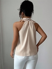 economico Bluse Eleganti-Per donna Top estivi Blusa Top Eleganti Arricciato Volant Patchwork Tinta unica Semplice Elegante Vintage Carino Senza Maniche All'americana Top Regolari Quotidiano Lavoro Ferie Nero Rosso Marrone