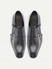 tanie Buty mnicha-czarne skórzane półbuty męskie typu oxford – klasyczny, sznurowany model z perforowanymi detalami, idealne na wesela, spotkania biznesowe i oficjalne okazje