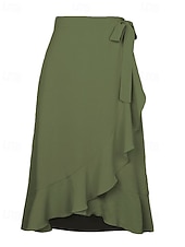 abordables Faldas-Mujer Elegante Moda Casual Midi Tiro Medio Faldas Plano Frunce Dobladillo irregular Microelástico Diario Calle Azul Piscina Negro Rosa Verde Ejército Verano