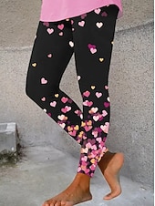 levne Valentýnské dno-Dámské Legíny prázdniny Vinobraní Etnický styl Plná délka Vysoký pasPantsValentýn Srdce Grafika Yumuşak Pohodlné Elastické Denní Domů Venkovní Černá Bílá Léto Jaro Podzim Zima Slim